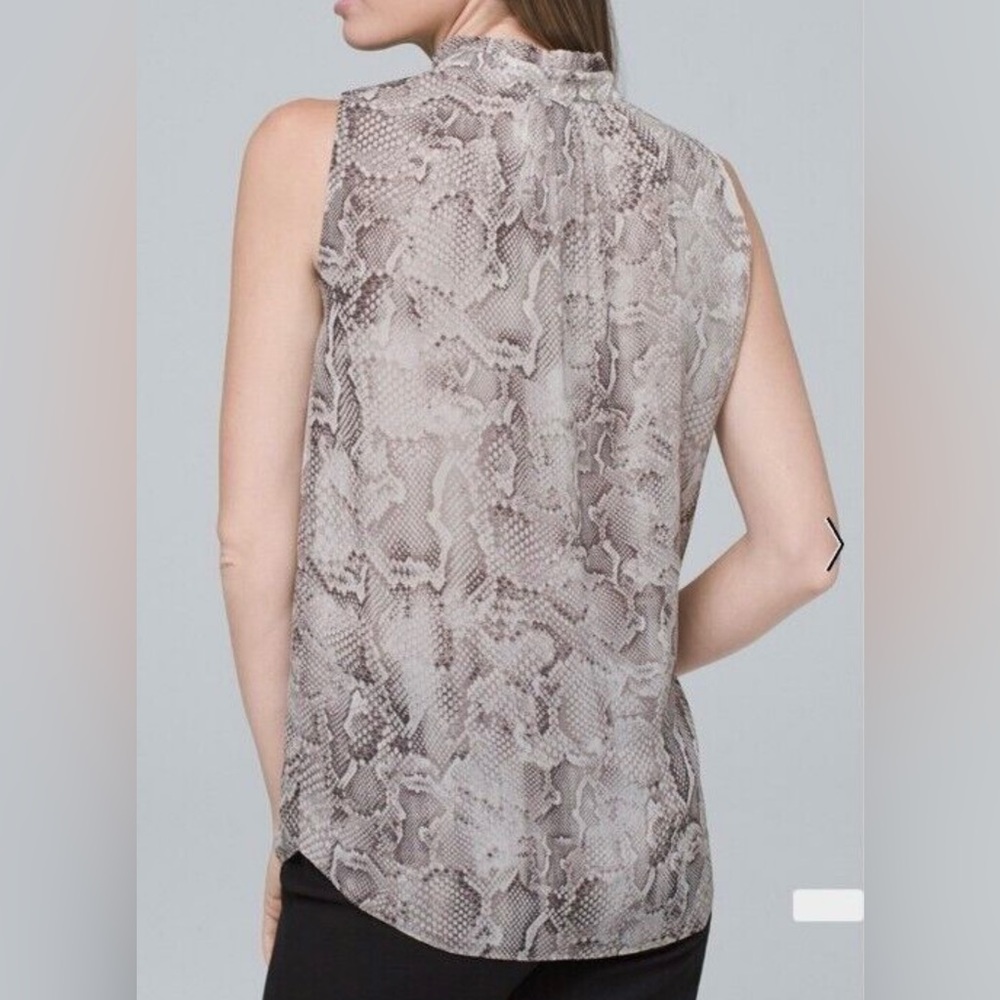 White House Black Market Python Ruffle Neck Shell top - Picture 4 of 11